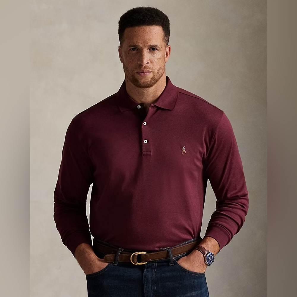 Polo Ralph Lauren soft collared long sleeve maroon logo pony cotton shirt 4XLT
